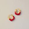 Pendientes creativos de alta calidad con forma de U y hebilla de oreja de bolso con esmalte geométrico francés chapado en oro de Qingdao