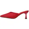 Mules de Salto Agulha Apontadas de Tamanho Grande para Mulheres, Sexy e Emagrecimento, Meia-Pantufas Fechadas na Ponta, Tamanho 42, Sapatos de Salto Alto de Comércio Exterior