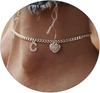 Amazon Tornozeleira Exquisita de Prata com Inicial Simples Personalizada Alfabeto Tornozeleira Coração de Zircônia Cúbica Corrente Cubana Tornozeleira