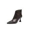 Botines de mujer hechos de piel de oveja genuina, diseño ajustado, nuevo estilo otoño/invierno, punta fina, cremallera trasera, tacón fino, botines de tacón alto, botines individuales