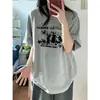 Camiseta de Verão Feminina Estilo Europeu Retro Transfronteiriça Manga Curta Moda Gola Redonda Casual Streetwear Confortável