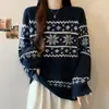 Suéter de punto pullover suave y acogedor de alta gama para otoño e invierno, adecuado para usar en capas o solo, con un corte holgado y un patrón Fair Isle, diseñado para mujeres