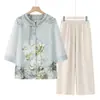 Camisa de Verano para Abuela, Ropa Estilo Chino, Traje de Verano para Madres de Mediana Edad y Mayores, Nuevo Estilo Blusa Holgada para Personas Mayores y Señoras