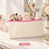 Bolsa de Lona en Blanco con Cremallera de Suministro Especial Transfronterizo Bolsa de Almacenamiento de Mano Simple de Color Sólido Personalizada Bolsa Organizadora para Papelería y Cosméticos