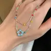 2026 Nuevo Collar Colorido de Flor Esmaltada con Tinte Azul, Diseño Fresco y Sencillo Estilo Ins, Cadena Versátil para Clavícula