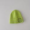 Sombrero de melón tejido color caramelo estilo coreano con cara sonriente para bebé, sombrero de lana cálido de punto para otoño e invierno, para bebé niño y niña