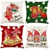 Funda de almohada navideña más vendida transfronteriza con estampado festivo de Papá Noel, funda de almohada para decoración del hogar, venta al por mayor directa del fabricante