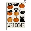 Banderas de Jardín de Halloween Transfronterizas Lino Estampado Decoración Exterior para Patio Gato Negro Bandera Pequeña Doble Cara Al por Mayor