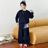 Conjunto de Roupa Grande para Menina de Primavera, Roupa Infantil de Primavera e Outono, Conjunto Casual Esportivo de Duas Peças para Meninas