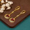 Pendientes de jade de imitación Xiangyun chapados en oro con diseño original de mil millones de años, estilo chino retro, esmaltados y pintados.