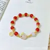 Pulsera de Ágata Roja Imitación Mismo Estilo que Estrella de TV para Atraer Riqueza y Pulsera de Cuentas de Transferencia para Mujeres como Regalo de Vacaciones para Niñas