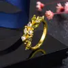 Anillo con Forma de Hoja Verde Oliva Incrustado con Diamantes para Mujer Anillo de Hoja de Oro de 14k Transfronterizo Europeo y Americano Anillo de Dedo Joyería de Moda
