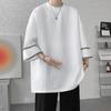 Camiseta de Manga Curta Estilo Coreano Estilo Chanel Masculina Verão Tendência Marca Design Pesado Estilo Nicho Estilo Neutro Camiseta de Sete Mangas Jacquard