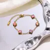 Pulseira Trevo de Quatro Folhas 9mm Vendedor de Sucesso Transfronteiriço Aço Titânio 18K Tendência Atacado Feminino Ornamentos Europeus e Americanos Nicho Luxo Leve Sensação de Alto Padrão