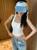 Top de tirantes ajustado de verano con escote cuadrado para mujer, con copas incorporadas, un diseño corto de moda y un estilo sin mangas que estiliza y es versátil para usar en capas