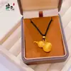 Loja de Ouro Mesmo Estilo Ouro Areia Ponto Dourado Diamante Cabacinha Pingente Colar Lin'Er Mesmo Estilo Cabacinha Chinesa Pingente Corrente de Suéter Atacado