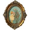 Marco de fotos retro de estilo francés para sala de estar, dormitorio, adornos, pintura decorativa, estilo europeo, ligero, de lujo, tallado, ovalado, colgante, marco de cristal.