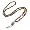 Collar de Xizang Más Vendido Versátil para Hombres y Mujeres Estilo Étnico Vintage Cadena de Lana Accesorios para Ropa Larga de Algodón y Lino Viaje de Madera