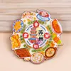 Ímã de Geladeira Giratório com Tema de Comida, Adesivo Magnético Giratório Cartoon Estilo Chinês, Lembrança Souvenir da Tendência Nacional Cultural e Criativa, Ímã Criativo de Disco Redondo