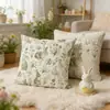 Funda de almohada de Pascua de Amazon Lino Linda Impresión de Conejito de Dibujos Animados Almohada Decorativa para Sala de Estar Sofá