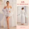 Conjunto de bata sexy de malla Feiyun, camisola transparente con soporte para el busto de encaje, falda ajustada al cuerpo, bata exterior larga 1228+8162