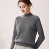 Estilo Nuevo Otoño e Invierno 100% Cachemir Cuello Semi Alto Mujer Tejido Minimalista Versátil Adelgazante Suéter Capa Base