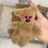 Colgante Chirriante Bean Bear Gafas de Sol de Alto Valor Peluche de Oso de Peluche Colgante Regalo de Cumpleaños para Pareja