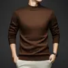Suéter grueso 100% lana pura para hombre, nuevo de otoño e invierno 2026, camisa base cálida de estilo casual de negocios, suéter para hombre