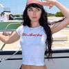 Camiseta de Mujer Estilo Coreano Retro Streetwear Hip Hop Gótico Punk Harajuku Sexy Tops Ajustados Cuello Redondo Manga Corta
