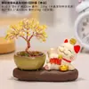 Enfeite Gato da Sorte Cristal Natural Árvore do Dinheiro Decoração de Mesa de Escritório Criativa Nova Árvore de Cristal Presente para Desktop