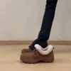 2026 Nuevas Botas de Nieve de Tacón Alto con Felpa Gruesa Suela Redonda Con Cordones Moda Temperamento Elegante Versátil Cálido Zapatos Peludos