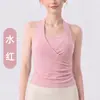 Camiseta de yoga sin mangas con cuello en V cruzado y almohadillas en el pecho, modeladora de cintura, sujetador deportivo reductor, camiseta de entrenamiento de Pilates y fitness