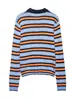 Suéter de Punto Rayado Estilo Europeo y Americano 2026 para Mujer, Ropa de Primavera para Mujer, Cuello Polo, Bloques de Color, Sensación Casual y de Alta Gama
