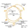 Fábrica de Cuentas de Dongguan En Stock Cadena de Estrella Chapada en Oro Hecha a Mano Joyería de Acero Inoxidable Trébol de Cuatro Hojas Tobillera de Cadena Doble Accesorios Fábrica
