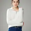 Suéter Base Feminino Gola Alta Meio Zíper Cashmere 2026 Outono e Inverno Novo Soltinho Emagrecedor Estilo Coreano Gola Reversível Pulôver Suéter Feminino