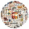 50 Adesivos de Grafite de Viagem Europeia para Copo d'Água, Computador, Celular, Adesivos Decorativos à Prova d'Água, Adesivos Criativos de Viagem, Atacado