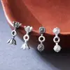 Plata pura S925 viga de equilibrio de doble extremo flor pequeña cuentas cuadradas pulsera de cuerda trenzada hecha a mano DIY accesorios de cuenta espaciadora para collar