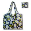 Sacola de Compras Dobrável, Bolsa Quadrada de Tecido Floral, Bolsa Tote Portátil e Resistente, Sacola Ecológica para Compras de Supermercado, Bolsa Impermeável para Armazenamento