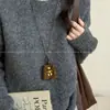Urso Divertido! Marrom Maillard Recheado Colar Feminino Outono e Inverno Diário Mais Fácil de Combinar Cordão Longo Corrente de Suéter Acessórios
