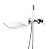 Grifo de bañera Amazon con caño de cascada de alto flujo y cabezal de ducha de mano, grifo de bañera de cascada montado en la pared