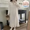 Bata de Noche para Mujer de Primavera y Otoño con Almohadillas en el Pecho, Algodón Nube, Pijama Delgado de Manga Larga, Dulce Estilo Princesa para Casa, Se Puede Usar Afuera