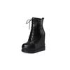 Botas de media pantorrilla informales con cuña de 14 cm para aumentar la altura, estilo coreano, modernas y versátiles, para mujer, Otoño e Invierno