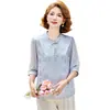 Moderna Camiseta de Chifón Estilo Western para Mamá, Manga Media, Primavera y Verano 2026, Modelo Nuevo, Blusa Elegante, Top Versátil para Mujeres de Mediana Edad y Mayores