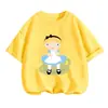 Aliexpress Transfronteiriço Camiseta de Verão Fofa de Desenho Animado Meninos e Meninas Versão Q Estampa de Desenho Infantil