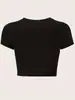 Camiseta de Verano de Manga Corta Ajustada, Estampado de Letras Negro Algodón Europeo y Americano Cuello Redondo Holgada, 200g