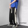 Pantalones casuales con cinta de costura retro americana de calle principal europea y americana 2023 para hombre, pantalones rectos de pierna ancha con drapeado, marca de moda deportiva de primavera y verano