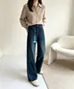 A calça indispensável desta temporada! Jeans skinny de perna reta para mulheres, que emagrecem e alongam as pernas, calça jeans versátil de sarja com elasticidade nas quatro direções e listras duplas