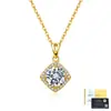 Collar redondo de moissanita de plata de ley S925 para mujer, colgante redondo halo, cadena de clavícula moderna y lujosa, venta al por mayor de fábrica