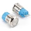 Interruptor de botão de metal auto-travamento, reset 12, 16, 19, 22mm 12-110V 220V impermeável com luz