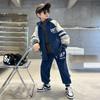 Traje de doble cara con forro de forro polar, engrosado, de terciopelo dorado para niños, cárdigan grande con cremallera para niños, conjunto deportivo casual de invierno de dos piezas